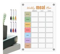 Lavagna menù settimanale - Planner magnetico in acrilico, organizer da cucina riutilizzabile | Blocco note cancellabile per la lista della spesa per frigorifero con pennarelli multicolore per la