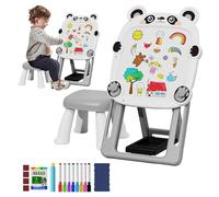 Lavagna nera magnetica, cavalletto artistico per bambini - Lavagna magnetica bifacciale regolabile in piedi | Lavagna da disegno per bambini, lavagna magnetica con staffa pieghevole con sedia per bamb