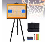 Lavagna per allenatori di basket, lavagna magnetica tattica da 61,5 x 46 cm con treppiede e penna speciale, lavagna bianca cancellabile a secco bifacciale, altezza regolabile per l'allenamento