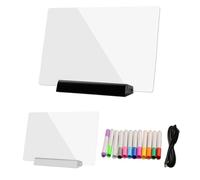 Lavagna per appunti a LED con colori - Lavagna in acrilico illuminata, luce da lettura piatta | Lavagne per appunti trasparenti cancellabili a secco RGB con penna a 12 colori per bambini vacanze casa