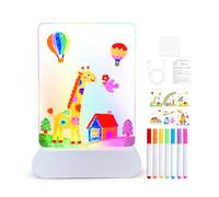 Lavagna per appunti a LED, lavagna per bambini 3D con luce a 4 colori e cancellazione luminosa, lavagna da disegno luminosa con panno per la pulizia, per casa, scuola, viaggi e giochi a casa, bambini