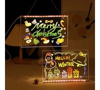 Lavagna per Appunti a Led, Tavolo da Disegno a Led con 10 Modalità di Luce, Lavagna Cancellabile a Secco Illuminata con Supporto e Penna a 7 Colori, Bacheca Magica Riscrivibile