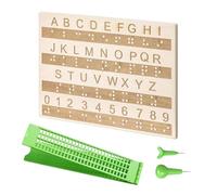 Lavagna per scrittura Braille - Legno PVC 28 celle 4 righe 80G | per la pratica dei ciechi, strumento per problemi di vista, studenti e insegnanti che imparano l'uso scolastico a casa