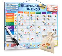 Lavagna ricompensa per bambini - [100 compiti + 350 magneti] - Sistema di ricompensa per la responsabilità - Family Plan, Montessori lavagna magnetica, agenda settimanale, Adhs strumenti - con