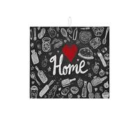Lavagna scolapiatti per bancone della cucina, tappetino assorbente rustico nero Home Love, tappetino scolapiatti accogliente in microfibra per bar 40,6 x 45,7 cm