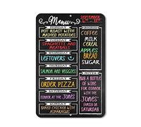 Lavagna stile lavagna settimanale cibo menù per cucina, 30,5 x 45,7 cm, targa in latta resistente, facile da appendere alla parete, lavagna per menù giornaliero per cucina, HDG-1018