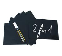 Securit - Set 20 etichette A6 per pennarelli a gesso liquido - nero con pennarello bianco