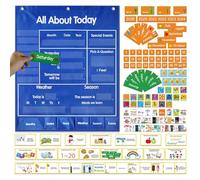 Lavagna tascabile | Grande Formato Lavagna Calendario a Tasche Educativo | Giochi Educativi Stagionali con Carte Lettere Parole Studenti Forniture Scuola Casa