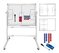 Lavagna tattica per allenatori di basket e calcio, a doppia faccia con ruote, cancellino e pennarelli, lavagna tattica retrattile per analisi delle partite e registrazione(Soccer)