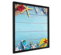Lavagnetta Calamite 50x50 cm | con Cornice Nera | Spiaggia Per Le Vacanze