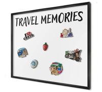 Lavagnetta Calamite 80x60 cm | con Cornice Nera | Travel Memories | Montaggio Facile | Lavagna Magnetica | Per Souvenir di Viaggio | Porta Foto Magnetico, Cartoline e Magneti