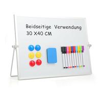 Lavagnetta Cancellabile Magnetica 30x40 cm, Lavagna Bianca Cancellabile Doppia Faccia con Supporto, Ideale per Casa e Ufficio, Lavagna Ufficio Versatile.