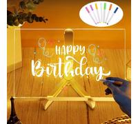 Lavagnetta in Acrilico con Luci a Led,Lavagna Acrilica Led Cancellabile 30cmx20cm,7 Colori Cancella a Secco Acrilico con la Luce,Lavagna in Acrilico,Bacheca a Led in Acrilico,per Mamma,Papà, Bambini