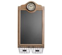 Lavagnetta in legno da parete con orologio e cestini portaoggetti Clarissa