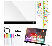 Lavagnetta LED - Ricaricabile 4 modalità Acrilico Doodle Pad | Lavagna cancellabile LED con pennarelli | per ragazzi e ragazze, casa, aula di lavoro, scuola