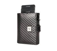 Lavalen Portafoglio Uomo Slim Pelle PopUp - Porta Carte di Credito Uomo Elegante - Portamonete Piccolo - Portacarte Ragazzo - Porta Tessere Tascabile - Mini Wallet - Idee Regalo Papá. (Carbonio)