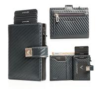 Lavalen Portafoglio Uomo Slim Pelle PopUp - Porta Carte di Credito Uomo Elegante - Portamonete Piccolo - Portacarte Ragazzo - Porta Tessere Tascabile - Mini Wallet - Idee Regalo Papá. (Blu notte)