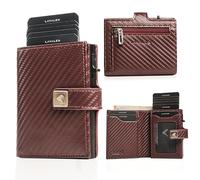 Lavalen Portafoglio Uomo Slim Pelle PopUp - Porta Carte di Credito Uomo Elegante - Portamonete Piccolo - Portacarte Ragazzo - Porta Tessere Tascabile - Mini Wallet - Idee Regalo Papá. (Borgogna)