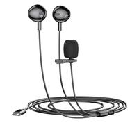 Lavalier - Microfono USB per microfono doppio stile Lavalier, cuffie con cavo, cuffie e microfono di monitoraggio con riduzione del rumore, trasmissione video cablata