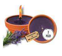 Lavalis Set di 2 candele di lavanda, 2 piccole candele per esterni in cera riciclata, durata 20 ore, altezza fiamma 5 cm, diametro 11,5 cm, ciotola in terracotta, riempita a mano, resistente alle