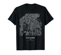 L'Avana Cuba Mappa della Città Minimalista Strade Maglietta