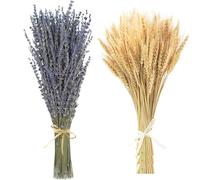 Lavanda Essiccata& Spighe Di Grano Decorative,Casa Fascio Da Vere Naturali fiori di grano secco erba mazzo fascio di fiori artificiali secchi puleggia per camino, casa, chiesa, tavolo matrimonio
