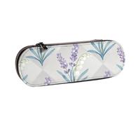 Lavanda & Lily of the Valley Pattern Pencil Case Portable Stationery Bag | Astuccio in pelle, grande astuccio con cerniera, astuccio multiuso per penne per uso quotidiano in ufficio