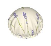 Lavanda piccola,Cuffia da doccia, cuffia da notte, doppio strato, impermeabile, elastica, riutilizzabile.