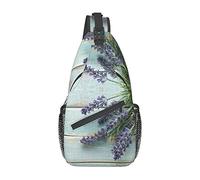 Lavanda su legno Lavanda su borsa a tracolla in legno Borsa a tracolla sul petto da uomo, leggera, per escursioni e viaggi