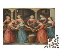Lavandaia medievale|Stile di pittura vintage| Puzzle Divertenti Per Tutta La Famiglia 1000pcs (75x50cm) Adulti