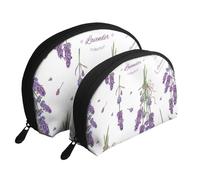 Lavande Sulla Provenza Colorata D'epoca, Borsa per trucco a conchiglia Portamonete da donna Borsa da toilette piccola Borsa per cosmetici 2 pezzi