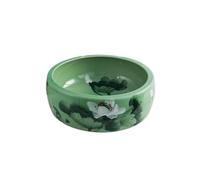 Lavandini da appoggio Lavabo rotondo fatto a mano con motivo a loto, lavabo artistico ceramica spessa for bagno(Green)