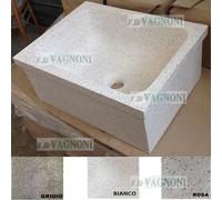 Lavandino 47x36 in graniglia di marmo e piletta scarico lavello pilozzo acquaio