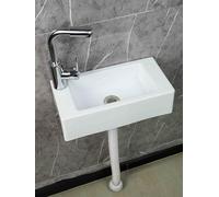 Lavandino a Muro in Resina, Lavabo a Parete, Pilozzo Lavatoio da Parete 40x20x11cm Resistente Agli Acidi di Uso Comune, Resistente all'umidità, Kit di scarico incluso, Interno e Esterno
