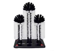 Lavandino a tre teste in vetro con base a ventosa e setole staccabili per cucina, bar e caffetteria, spazzola per piatti in plastica, 26,5 x 19,5 x 18,7 cm