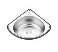 Lavandino Angolare in 304 Acciaio Inox, 34x34x15 cm Lavabo Vasca Singola Piccolo Lavamani a Parete per Camper Barca Bagno Cucina