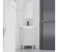 Lavandino angolare piccolo per bagno, design salvaspazio, bianco, 38 cm, ideale per bagni piccoli, massimizza lo stoccaggio, stile moderno