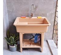 Lavandino autoportante con lavabo, in plastica resistente con rubinetto caldo e freddo per una pulizia versatile (arancione, 80 x 56 x 80 cm)