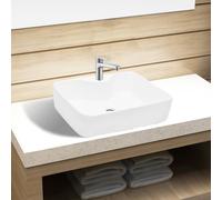vidaXL Lavandino Bagno in Ceramica Bianca Quadrato con Foro di Scarico Lavello