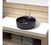Lavandino bagno in Ceramica nera rotondo con Foro di trabocco