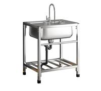 Lavandino Commerciale Da Appoggio Per Ristoranti, Lavello Da Esterno In Acciaio Inox Con Rubinetti Per Acqua Calda E Fredda E Ripiani Di Stoccaggio Adatto A Ristoranti, Bar, Garage