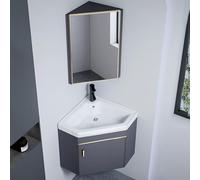 Lavandino compatto da parete con mobiletto da bagno da 38 cm, design elegante, rubinetto per acqua calda e fredda, ideale per il bagno degli ospiti, soluzione salvaspazio per piccoli spazi