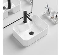 Lavandino Da Appoggio For Bagno Con Accessori Di Scarico, Lavabo In Ceramica Da Appoggio, Piccolo Lavabo In Stile Moderno For Guardaroba, WC For Hotel, Camper(40x30x10.5cm)
