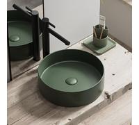 Lavandino Da Appoggio For Bagno Con Rubinetto, Lavabo Rotondo Sopra Il Piano, Lavabo Opaco For Mobiletto Del Bagno(Green B,40x40x12cm)