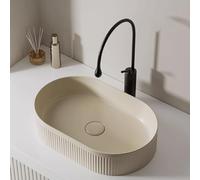 Lavandino Da Appoggio For Bagno, Lavabo Ovale In Ceramica Con Piletta Di Scarico, Lavabi Consolle For Bagno, Guardaroba, Mobile Lavabo, Facili Da Pulire(Yellow,57.5x36.5x12cm)