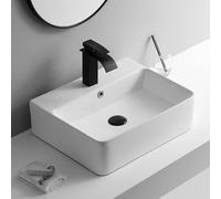 Lavandino Da Appoggio For Bagno, Lavabo Rettangolare In Ceramica, Lavabo Da Appoggio Sopra Il Piano, Lavandino Moderno, Lavabo Art Déco(White A,52x42x15.5cm)