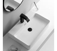 Lavandino Da Appoggio For Bagno, Lavabo Rettangolare In Ceramica, Lavabo Da Appoggio Sopra Il Piano, Lavandino Moderno, Lavabo Art Déco(White A,60x42x13.5cm)
