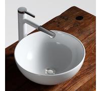 Lavandino Da Appoggio In Ceramica Con Rubinetto, Lavabo Facile Da Pulire, Lavabo Da Appoggio Artistico For Giardino, Bagno, Hotel(32x32x13cm)
