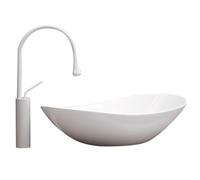 Lavandino da Appoggio per Bagno, Lavatoio Ceramica, Lavabo Facile da Installare, Lavabo Antigraffio per Bagno, Vasca da Bagno, Ristorante(White,Large)
