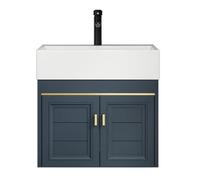 Lavandino da appoggio rettangolare, Lavandino da appoggio in ceramica per bagni, Moderno set di mobili lavabo da appoggio a parete, Combinazione di lavabo e rubinetto in,61.5*33cm/24.2*12.9in